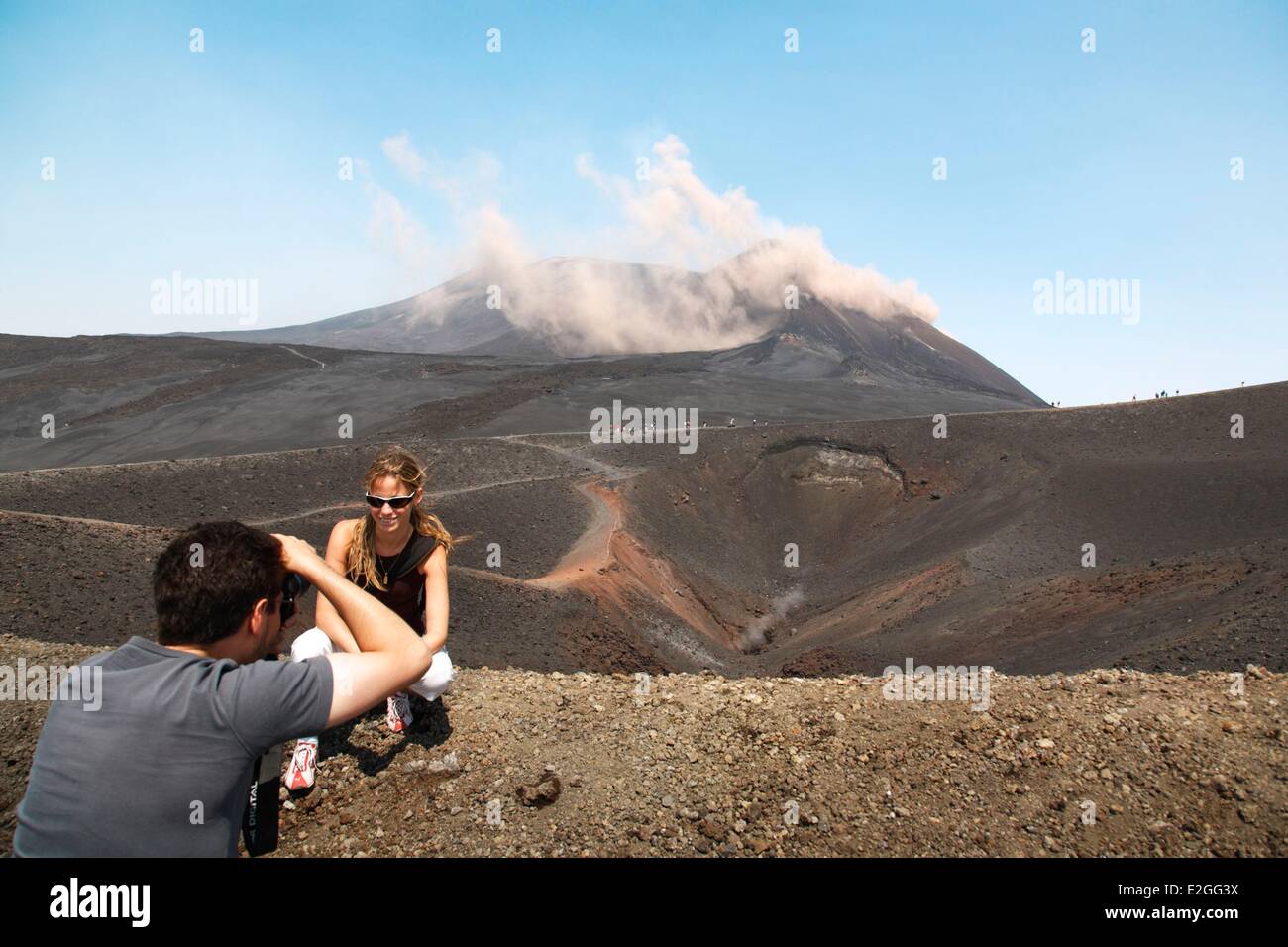 Italy Sicily Etna listed as World Heritage by UNESCO excursion to main crater Stock Photo