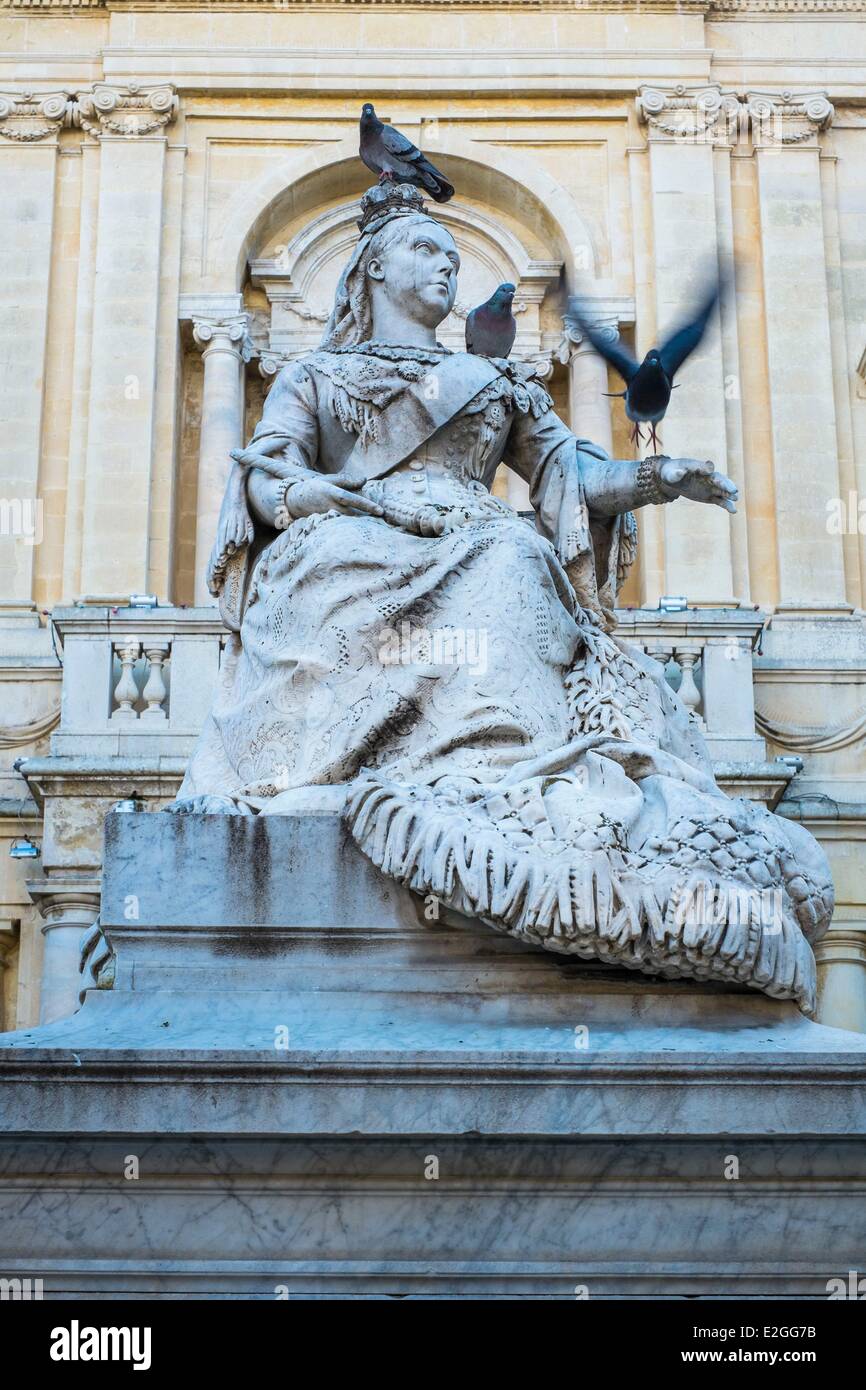 Malta La Valletta listed as World Heritage by UNESCO statue of Queen