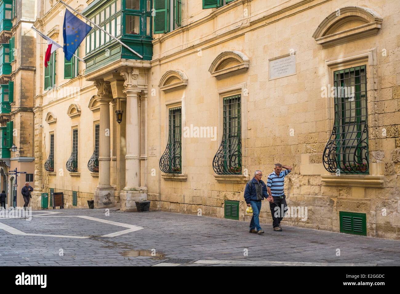 Malta La Valletta listed as World Heritage by UNESCO Palazzo Parisio once occupied by Napoleon Bonaparte now Ministry for Foreign Affairs Stock Photo