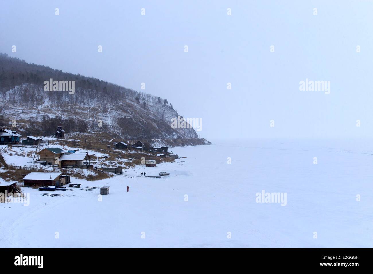Russia Siberia Baikal Lake listed as World Heritage by UNESCO Angasolka village on southwest part of Baikal Lake Stock Photo