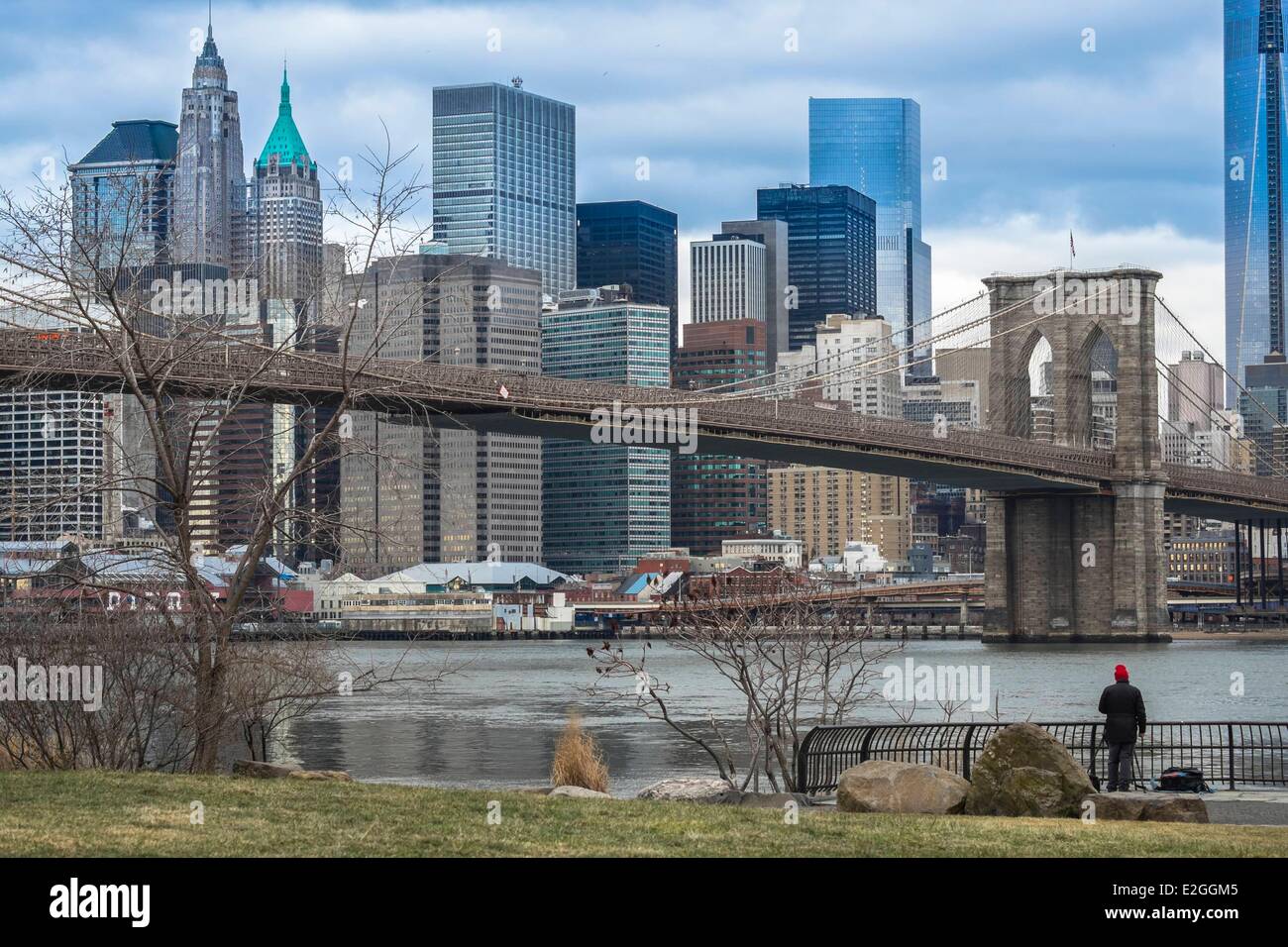 United States New York Brooklyn Dumbo district view Brooklyn Bridge