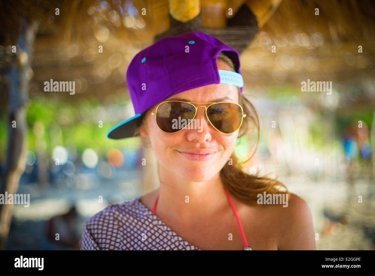 Young Pretty Girl Wearing Sunglasses Smiling Stock Photo - Alamy