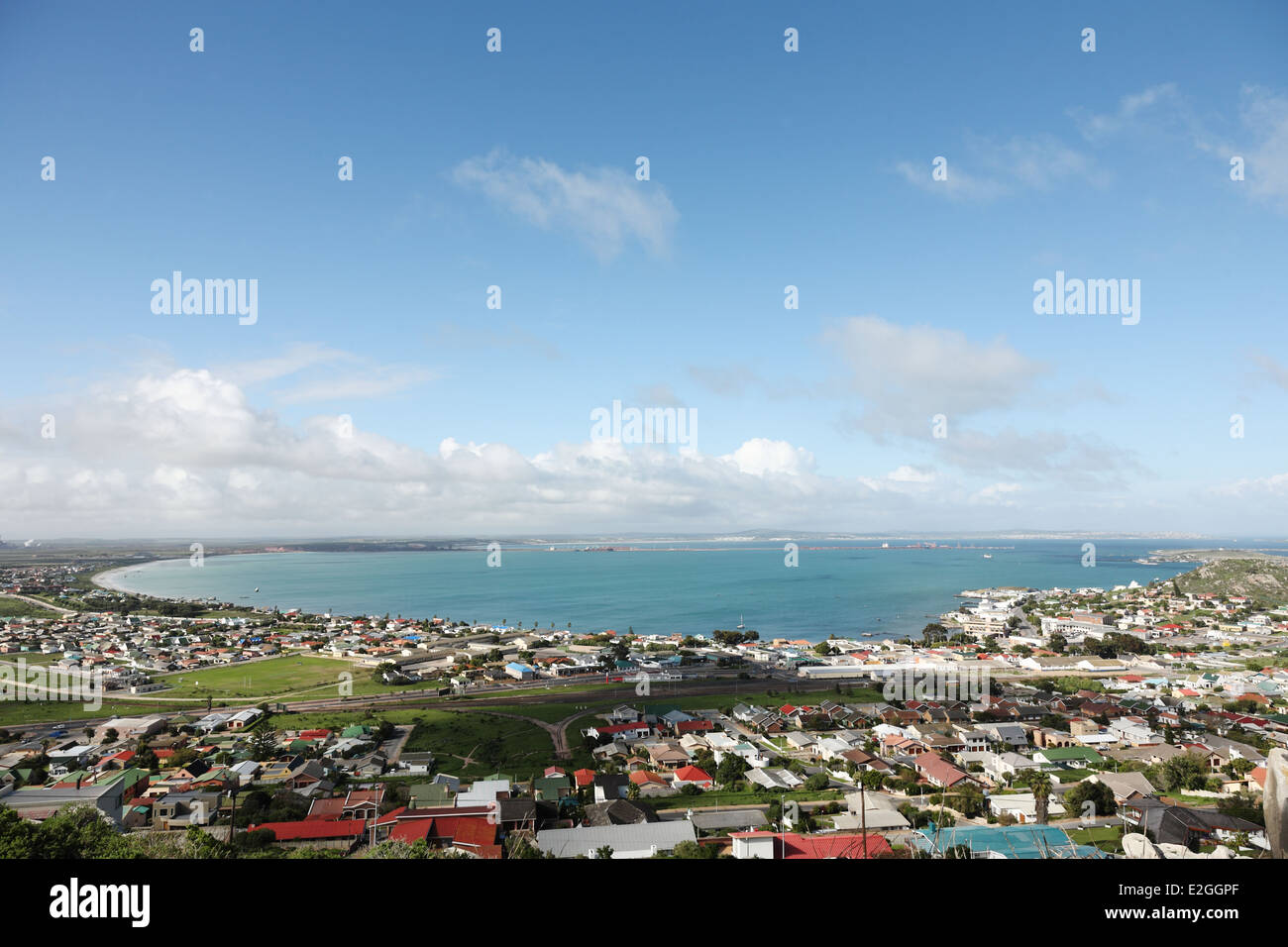 Aerial view of the Port of Saldanha Bay and the iron ore terminal ...