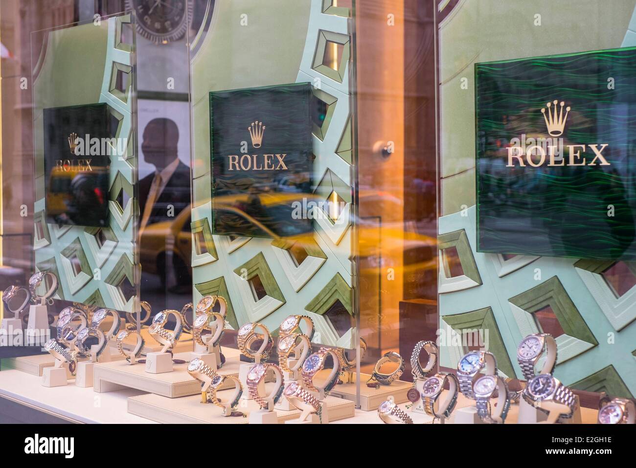 United States New York Manhattan Midtown Rolex store on 5th avenue Stock Photo