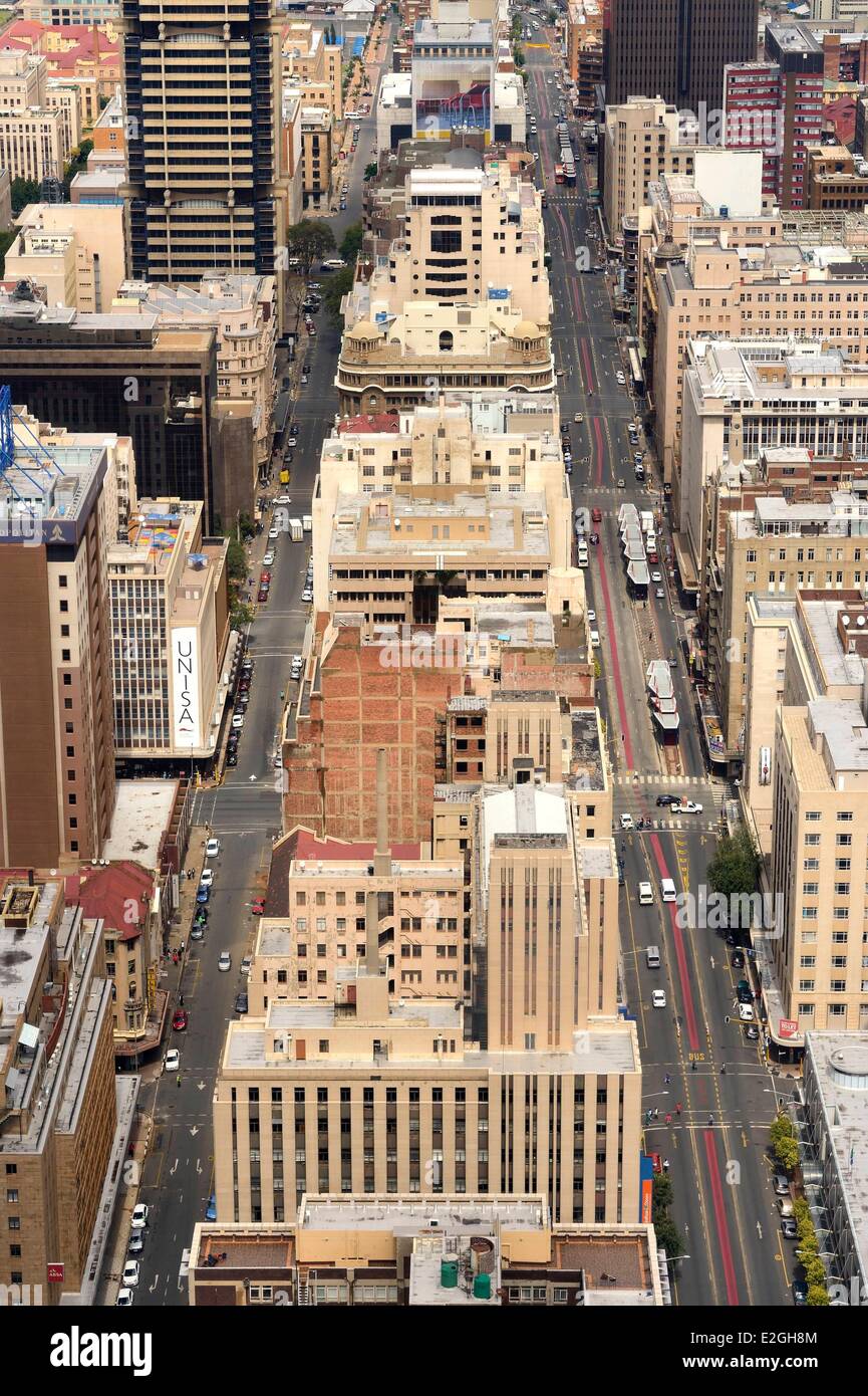 South Africa Gauteng province Johannesburg CBD (Central Business District) downtown view Carlton Center tower Commissioner street and Main street Stock Photo