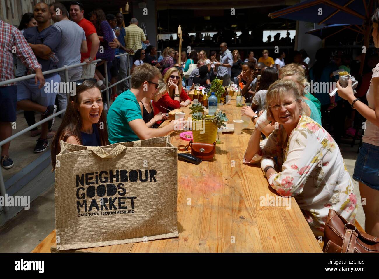 South Africa Gauteng province Johannesburg Braamfontein district Neighbourgoods Market on saturdays is as much a source for farm fresh foods and specialty goods as it is a meeting point to enjoy community swop ideas and stories and be inspired by energy t Stock Photo