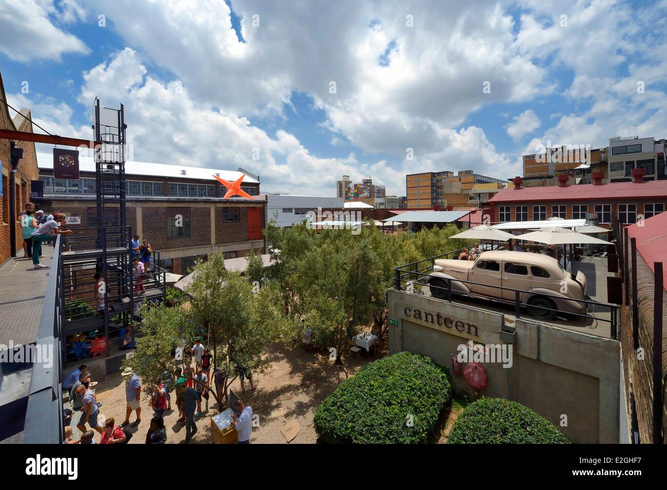 South Africa Gauteng province Johannesburg Maboneng district Arts on Main multi-discipline arts centre in a renovated warehouse that was originally built in 1911 mixing art galleries bookstores restaurants and trendy shops Stock Photo
