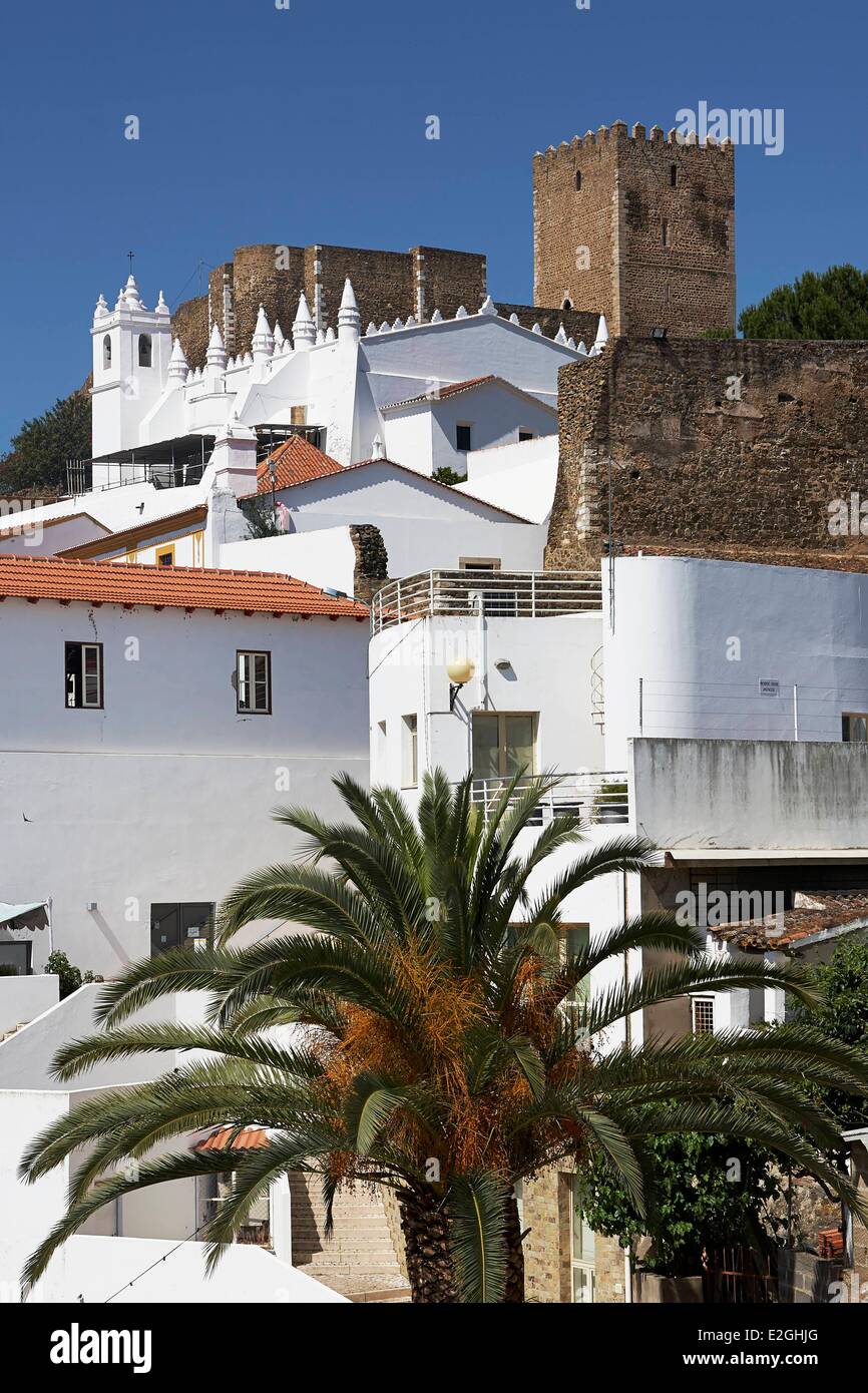 Portugal Alentejo Mertola old citadel with Church of Assumption of Mary and fortified castle 12th century Stock Photo