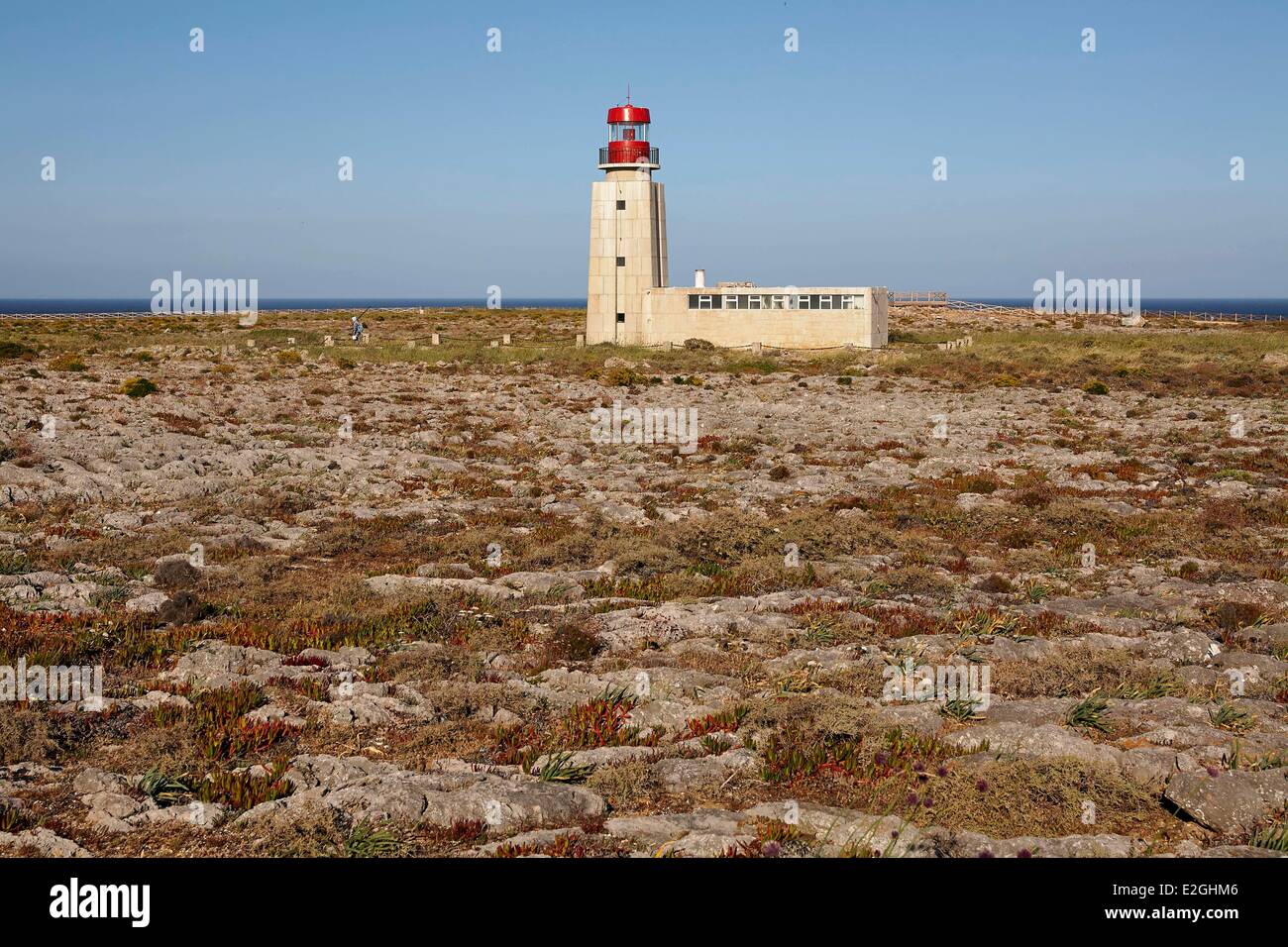Portugal Algarve Sagres Lighthouse Fortress(Fortaleza de Sagres) Lighhouse Stock Photo