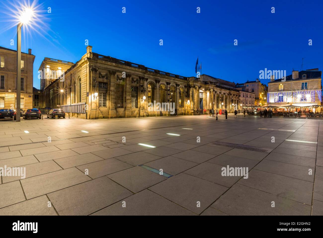 France Gironde Bordeaux Square in front of Town Hall called Palais Rohan name of prelate who had built in last quarter of 18th century Ferdinand Maximilian Meriadeck Prince of Rohan Guemene Stock Photo