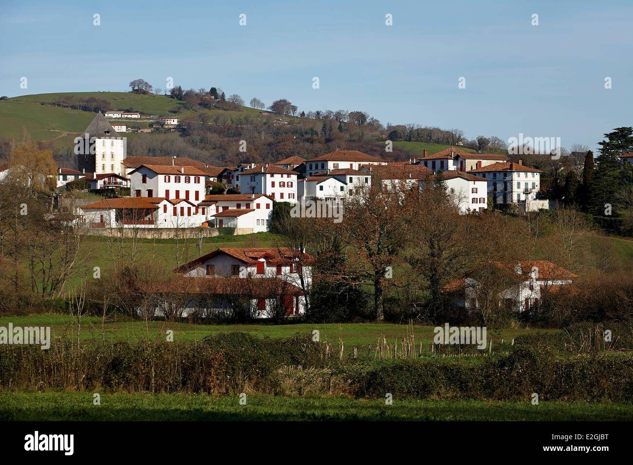 France Pyrenees Atlantiques Pays Basque Ascain Labourdine houses Stock ...