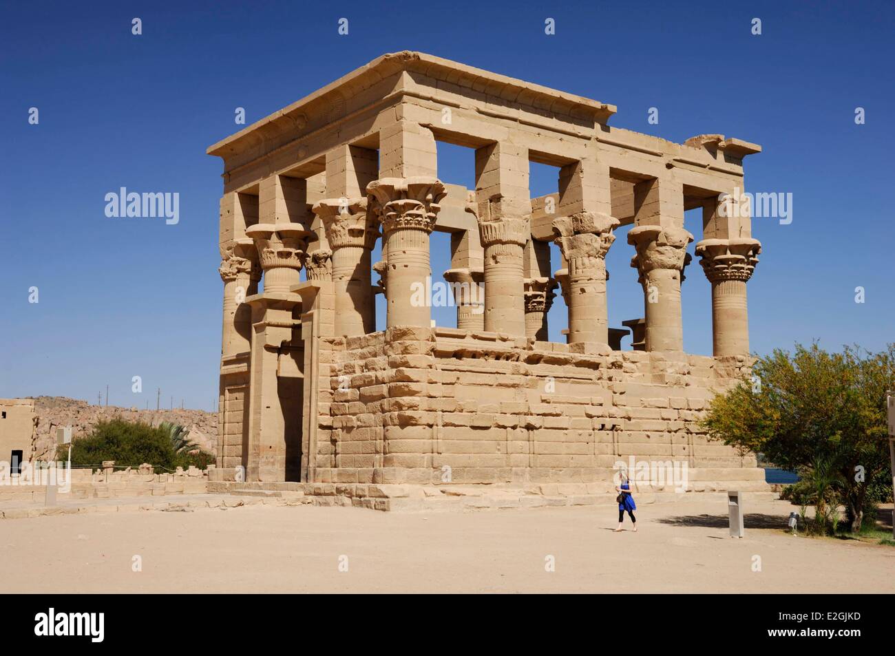 Egypt Upper Egypt Philae Temple of Philae listed as World Heritage by UNESCO kiosk of Roman Emperor Trajan Stock Photo