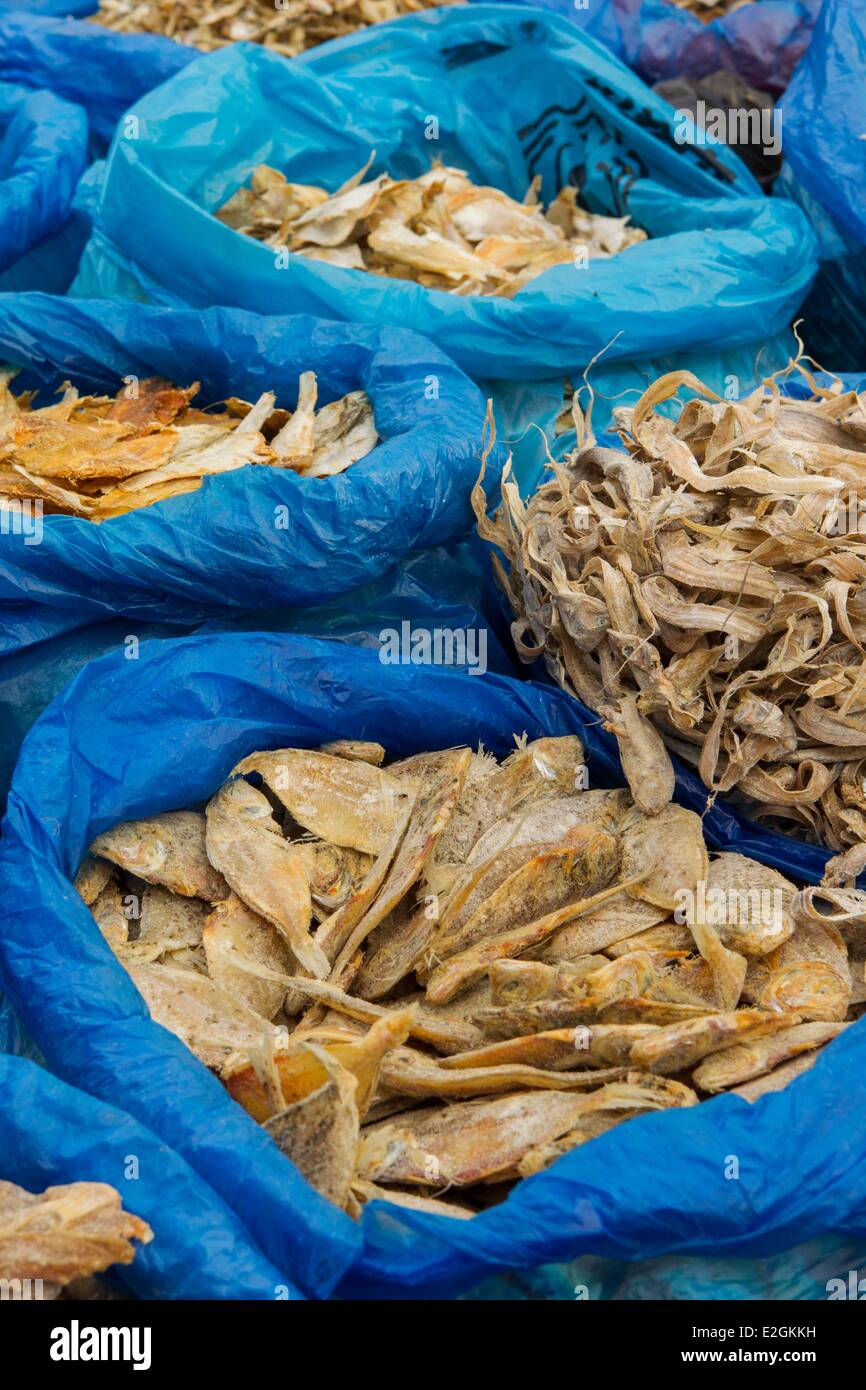 Indonesia Sumatra Island Aceh province Takengon dried fishes in Takengon market Stock Photo