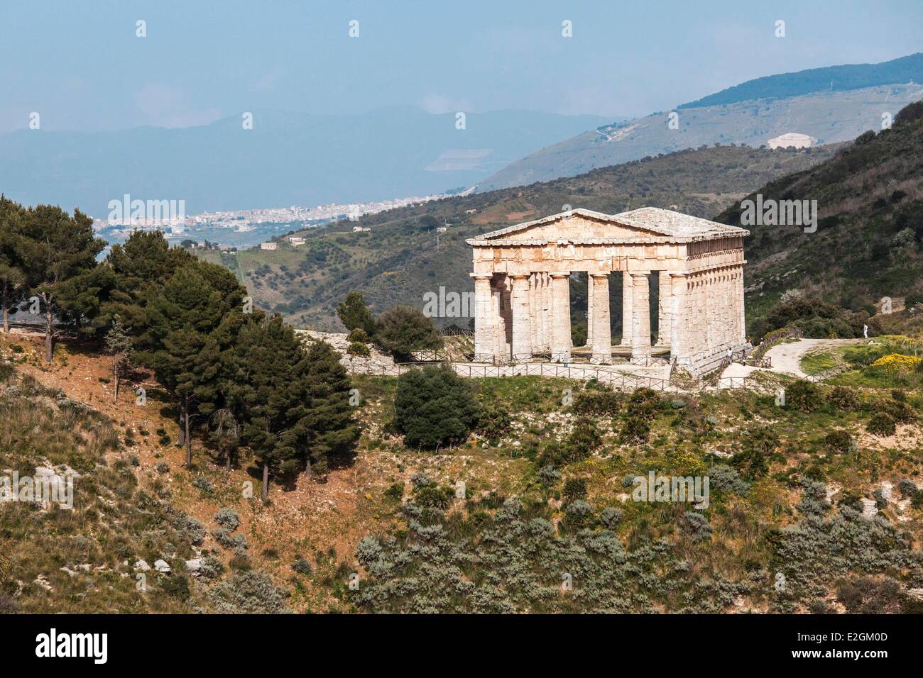 Italy Sicily Segesta archeological site Doric temple built in 430 BC Stock Photo