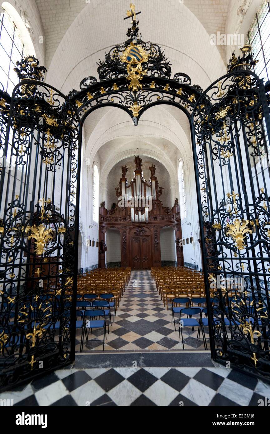 France Somme Argoules abbey of Valloires Cistercian abbey dated 18th century chapel and organ case Stock Photo