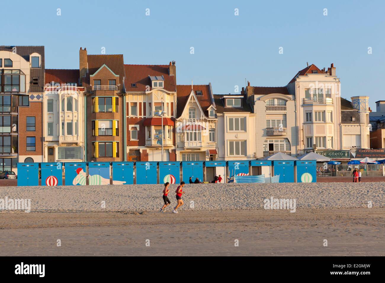 France Nord Cote d'Opale Dunkirk Malo les Bains beach huts and facades