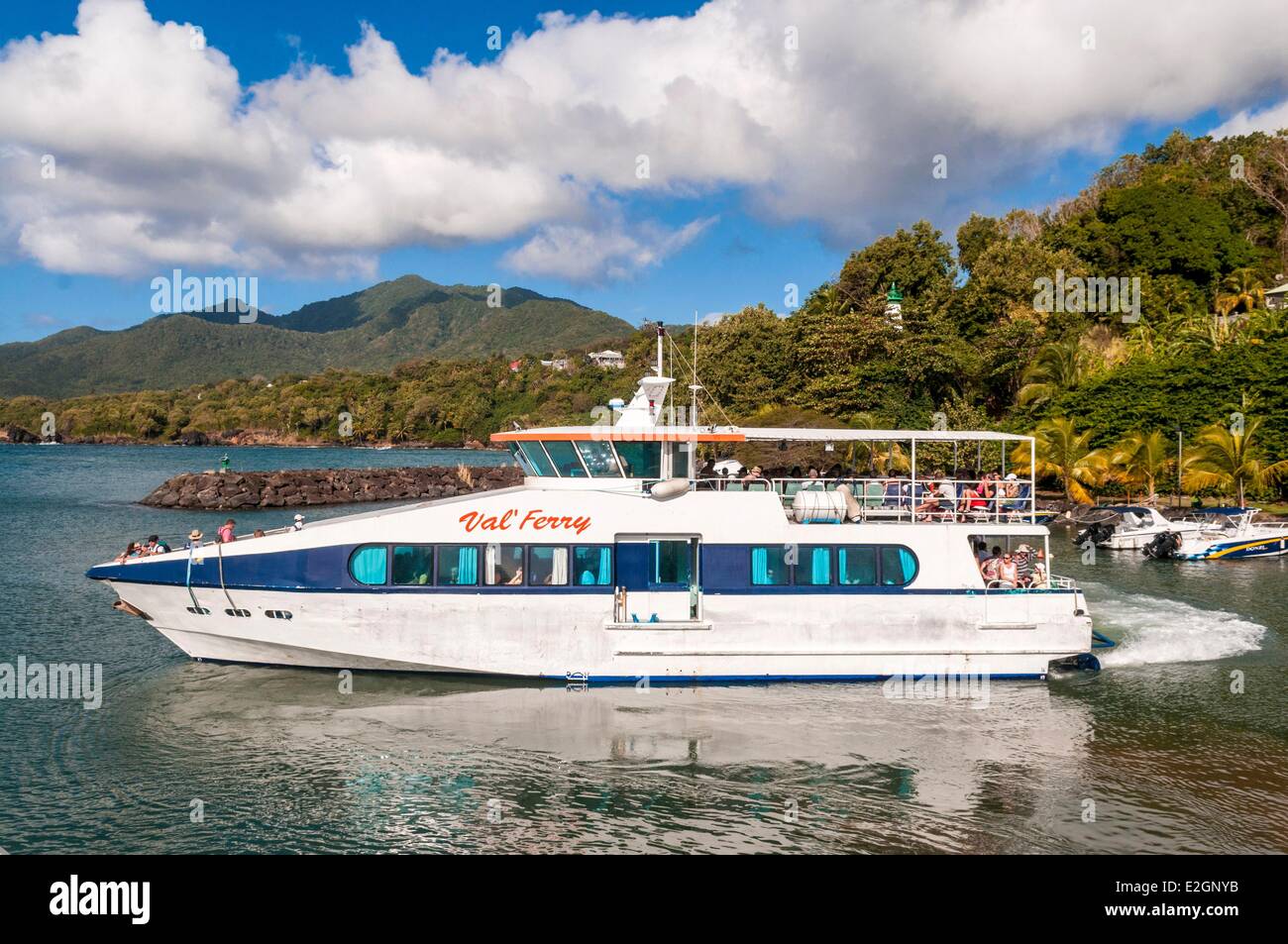 France Guadeloupe (French West Indies) Basse Terre Trois Riviere port and channel boat to Les Saintes Archipelago Stock Photo