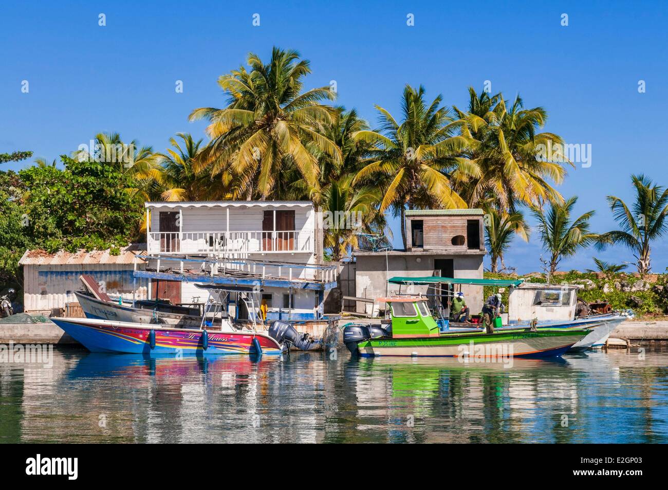 France Guadeloupe (French West Indies) La Desirade Beausejour fishers port Stock Photo