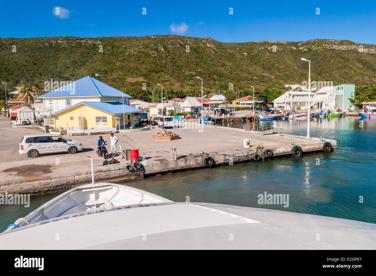 France Guadeloupe (French West Indies) La Desirade channel boat in Beausejour port Stock Photo