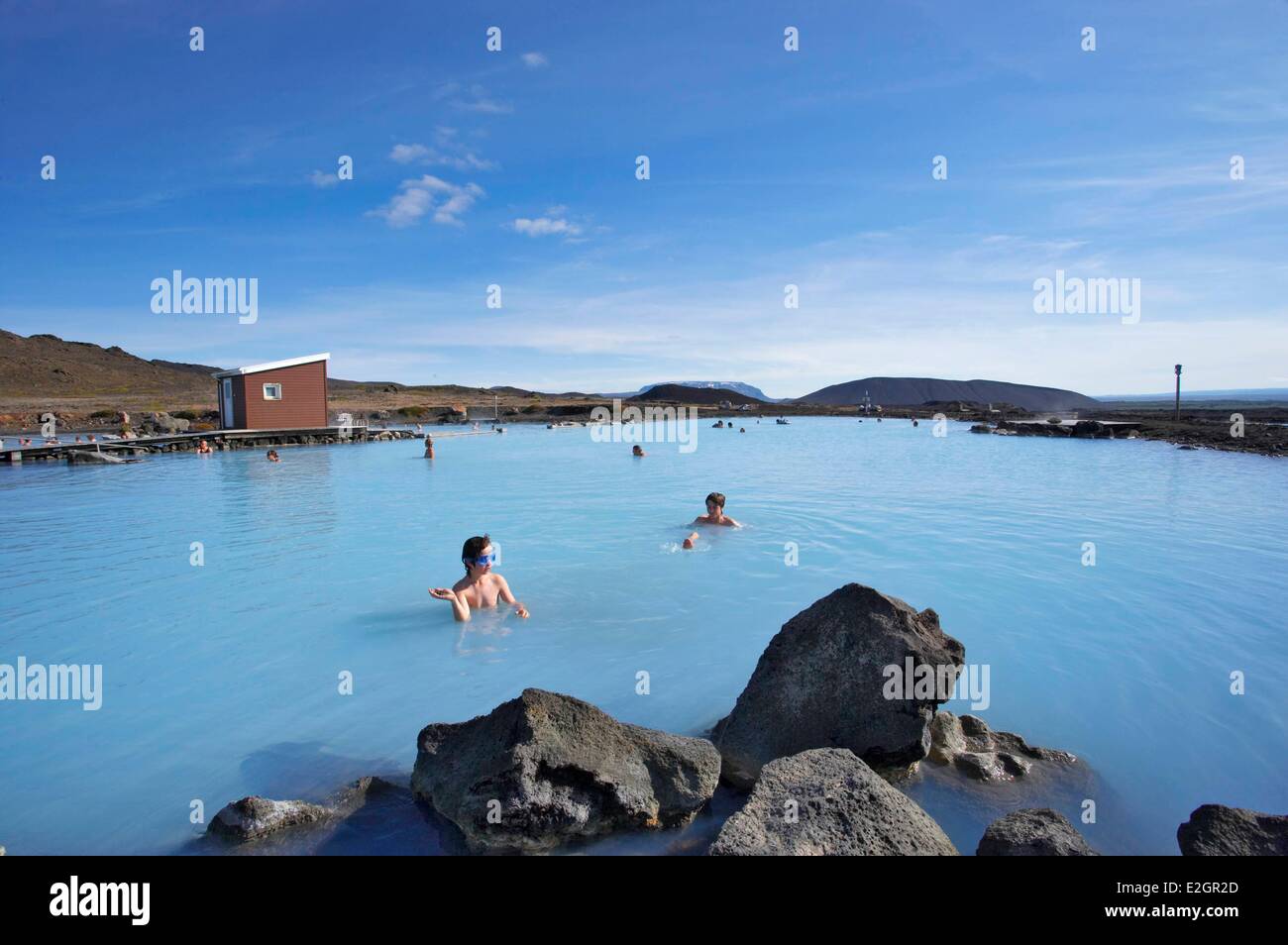 Iceland Myvatn Jardbodin vid Myvatn natural hot spring bath Stock Photo