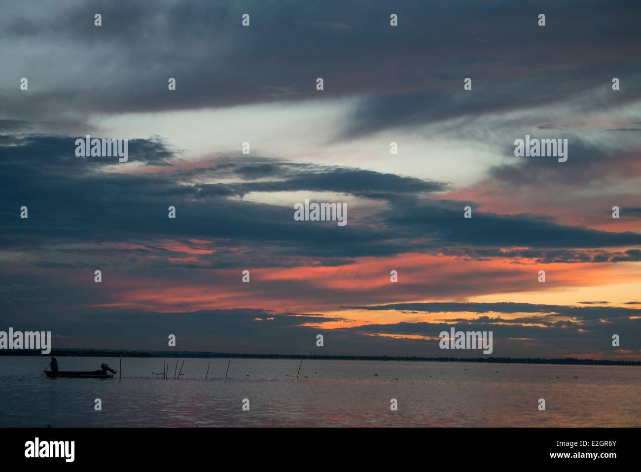 France Herault Camargue Sunrise on Etang de l'Or Stock Photo - Alamy