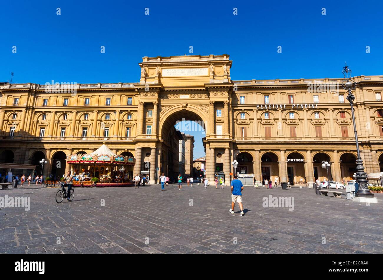 Italy Tuscany Florence historical centre listed as World Heritage by UNESCO Piazza della Repubblica Stock Photo