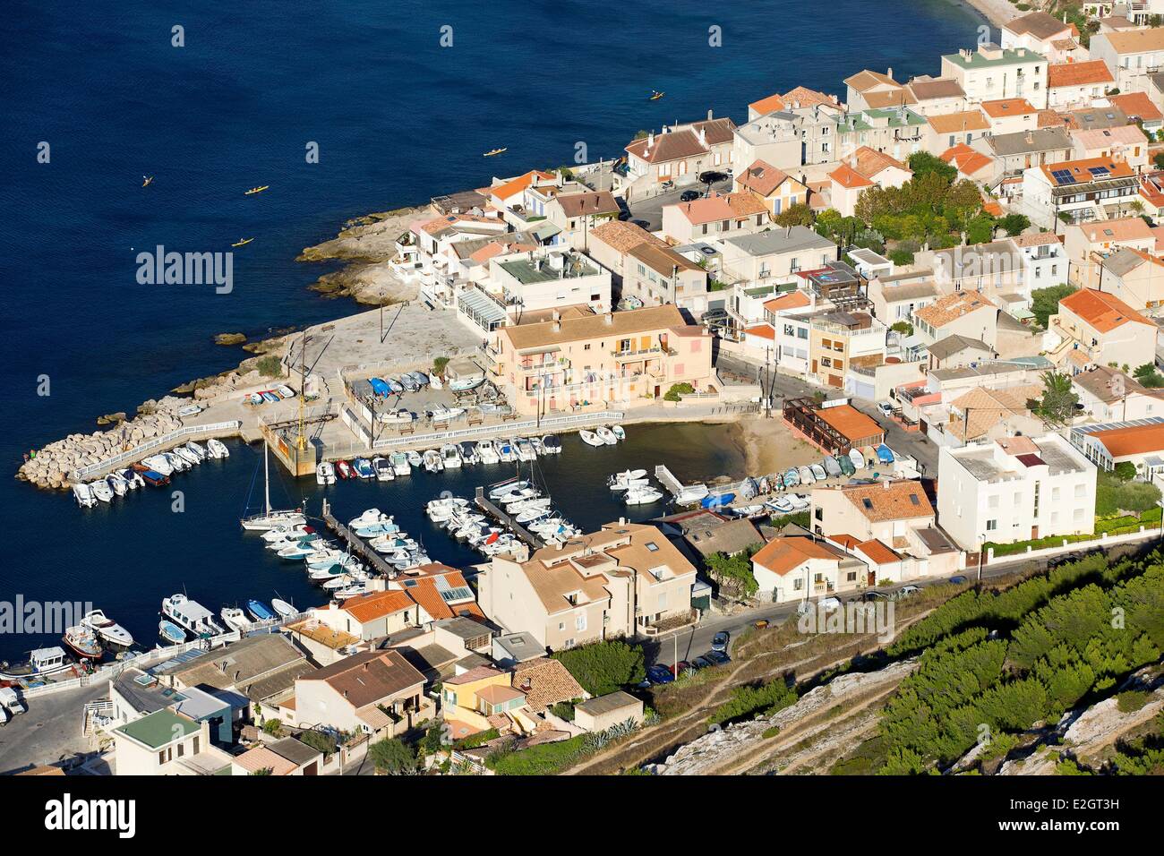 France Bouches du Rhone Marseille European capital of culture 2013 8th district Montredon district port of La Madrague (aerial view) Stock Photo