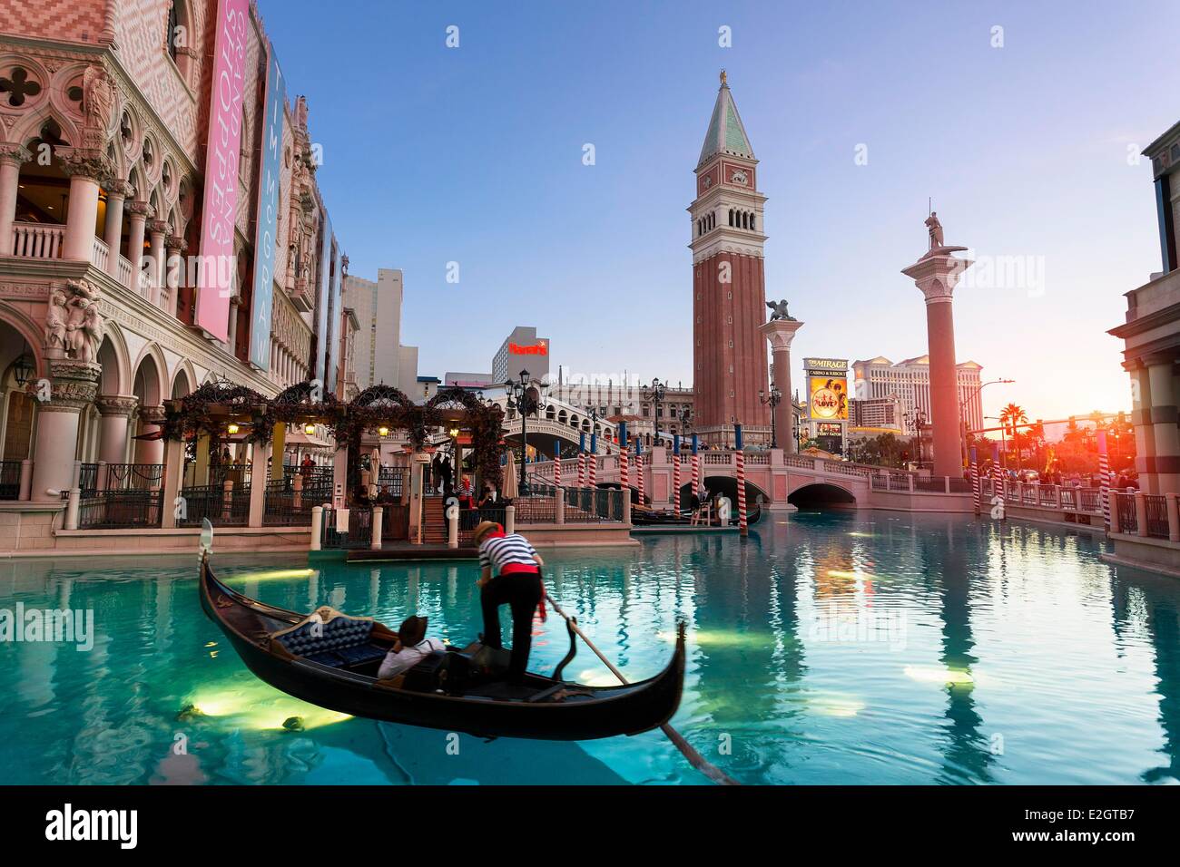 United States Nevada Las Vegas Gondola at Venetian Hotel Stock Photo