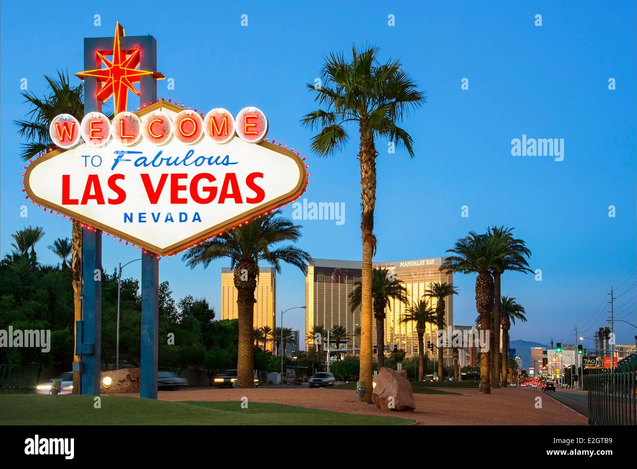 United States Nevada Las Vegas welcome sign on Las Vegas Boulevard Stock Photo