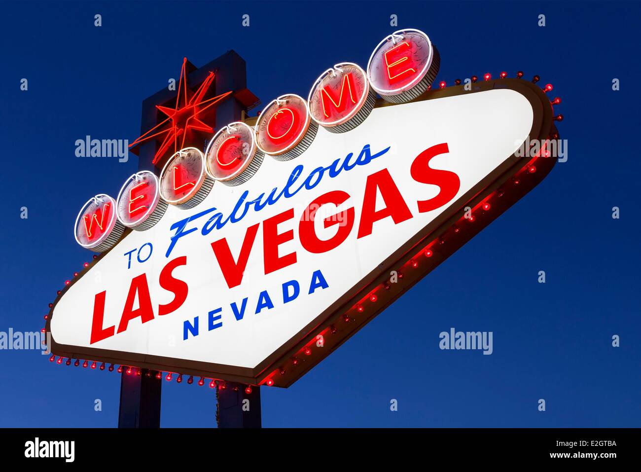 United States Nevada Las Vegas welcome sign on Las Vegas Boulevard Stock Photo