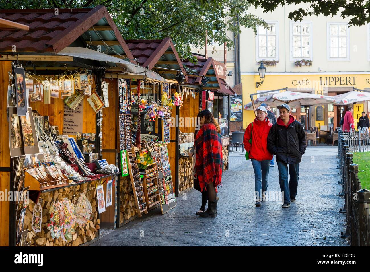 Czech Republic Prague historical centre listed as World Heritage by UNESCO Market on Old square Stock Photo