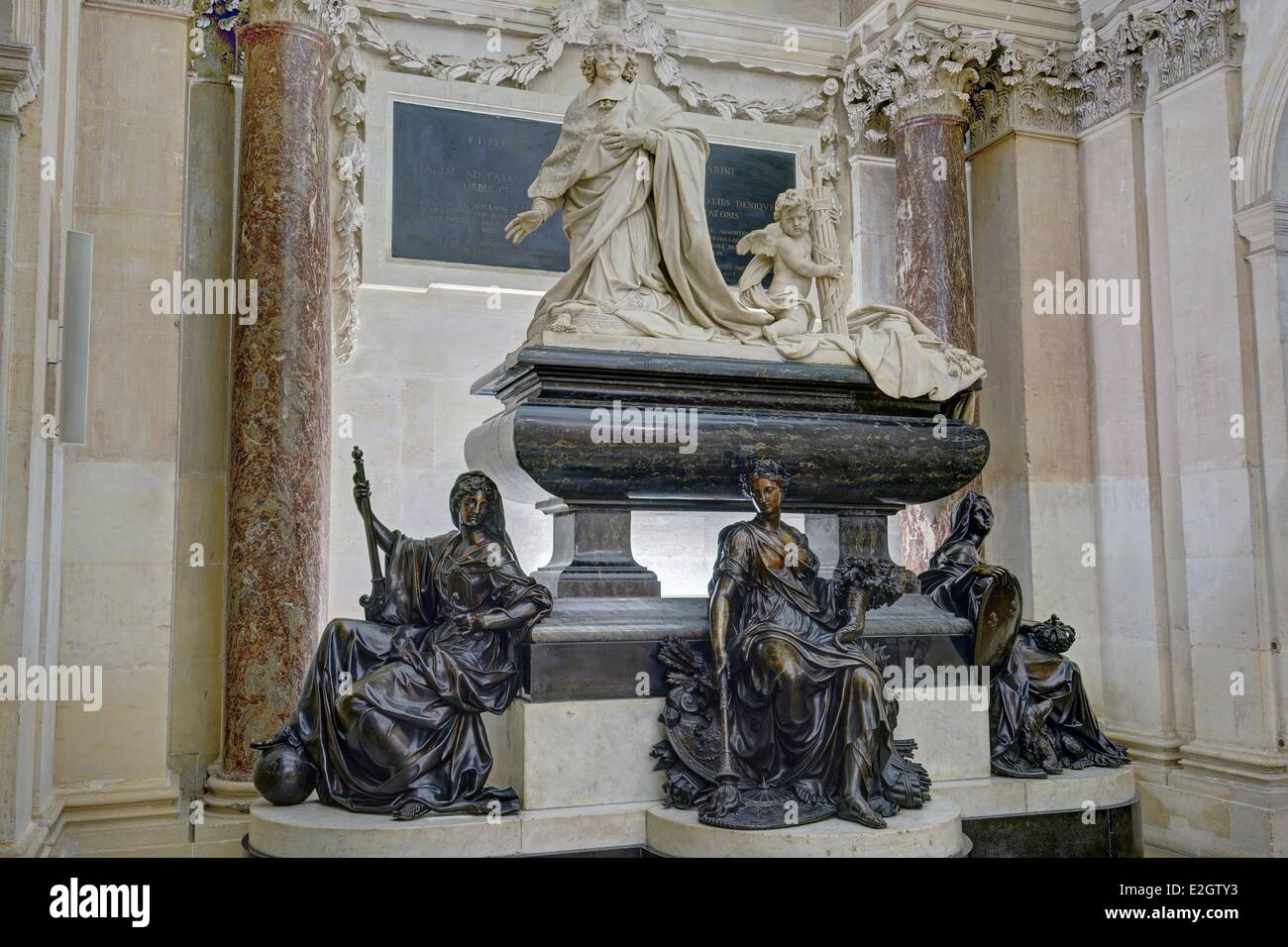 France Paris French Institute tomb of cardinal-minister Mazarin by Coysevox Stock Photo
