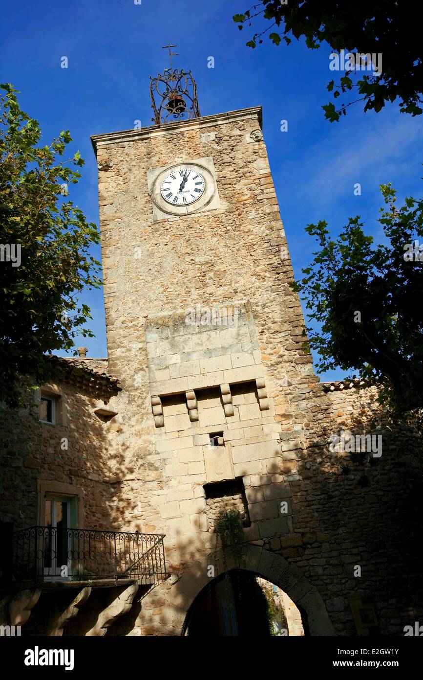 France Vaucluse Richerenches belfry of 16th century and its campanile of 18th century rue du Campanile Stock Photo