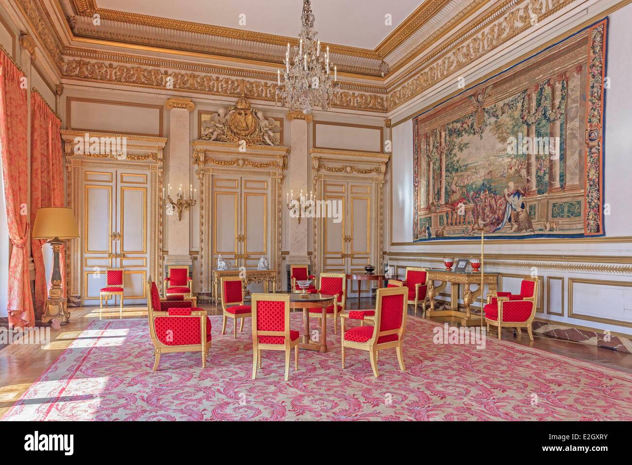 France Paris Palais Royal Constitutional Council Grand Salon (great saloon) or red room Stock Photo