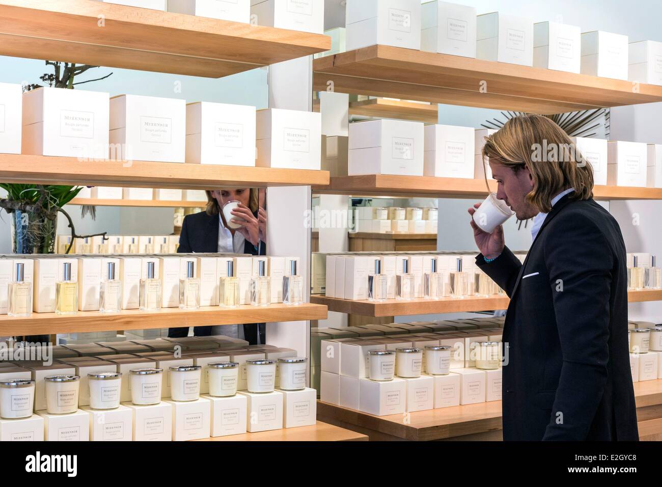 Switzerland Geneva Mizensir candles and home fragrances designed by master perfumer Alberto Morillas Stock Photo