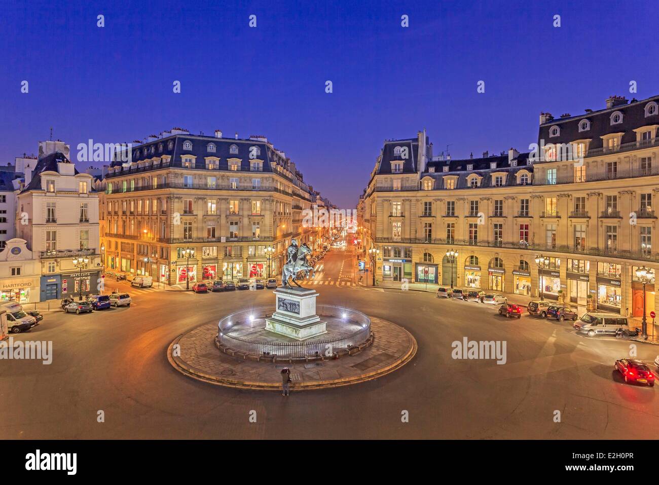 France Paris place des Victoires with statue of king Louis XIV by Francois Joseph Bosio Stock Photo