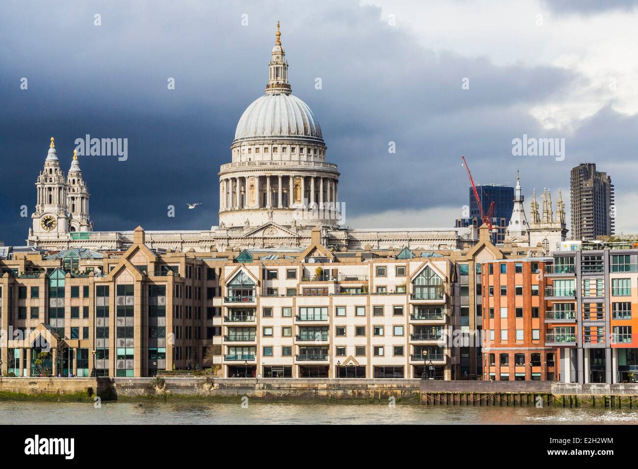 United Kingdom London City district with St. Paul's Cathedral designed by English architect Christopher Wren and completed in 1710 Stock Photo
