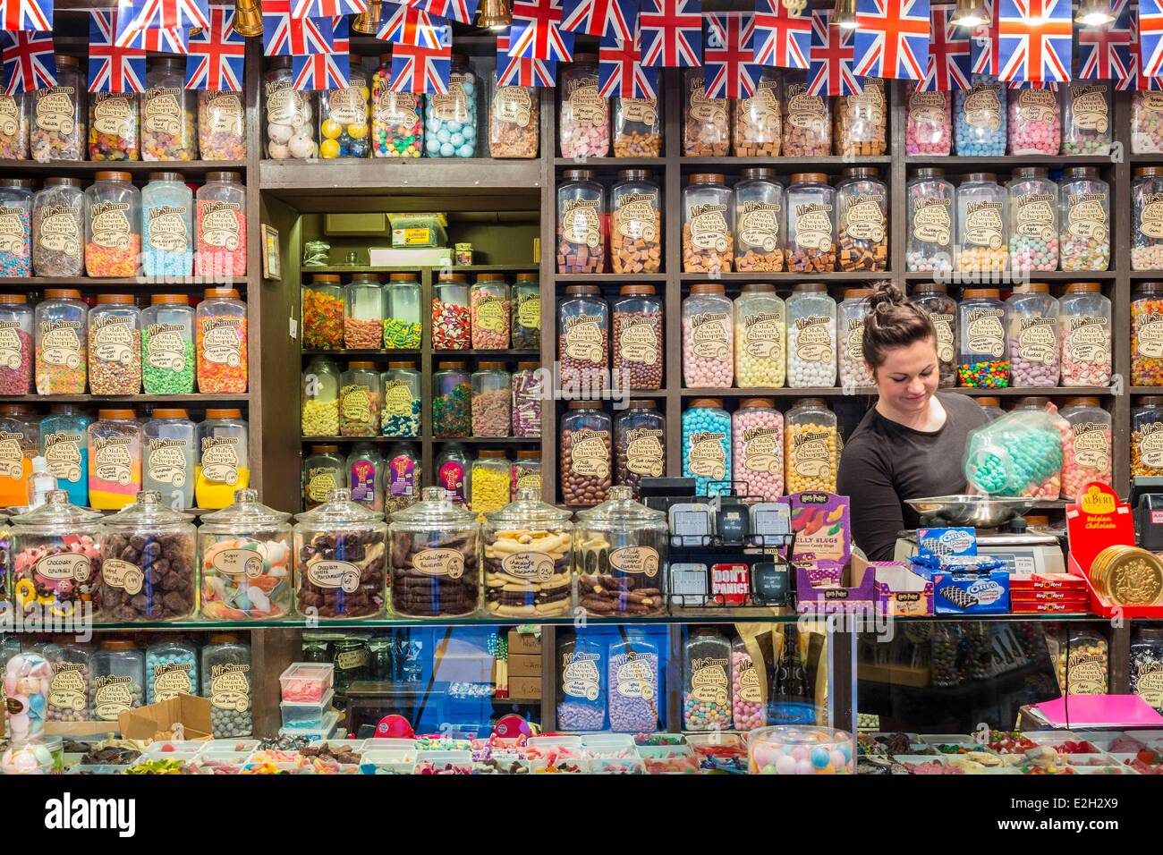 United Kingdom Warwickshire StratforduponAvon candy shop Mr Simms Olde Sweet Shoppe Stock