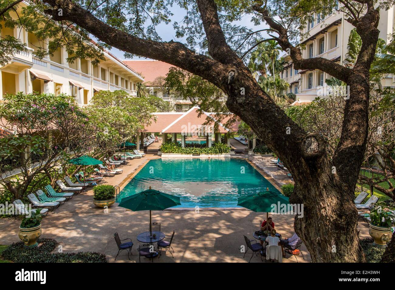Cambodia Phnom Penh Raffles Hotel Le Royal luxurious hotel in colonial era Stock Photo