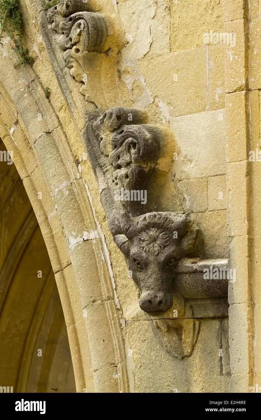 France Gard Sommieres detail of facade of church of Saint Pons Stock Photo