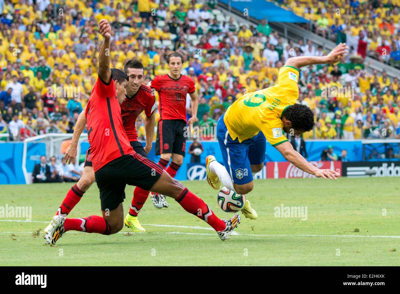 Francisco Javier Rodriguez (MEX), Fred (BRA), JUNE 17, 2014 - Football / Soccer : FIFA World Cup Brazil 2014 Group A match between Brazil 0-0 Mexico at the Castelao arena in Fortaleza, Brazil. (Photo by Maurizio Borsari/AFLO) Stock Photo