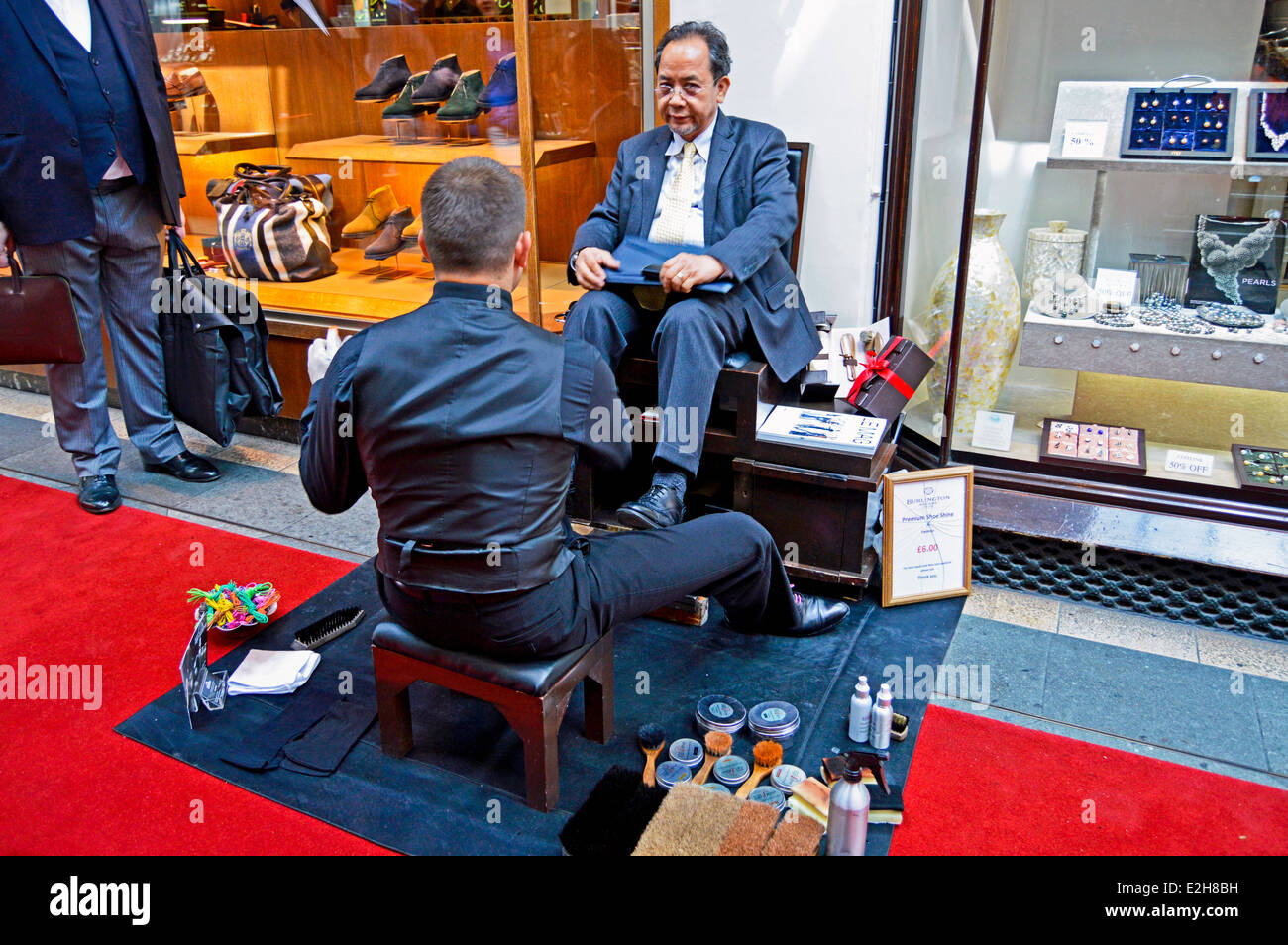 Shoe shine at the Burlington Arcade Mayfair City of Westminster London England United Kingdom Stock Photo Alamy