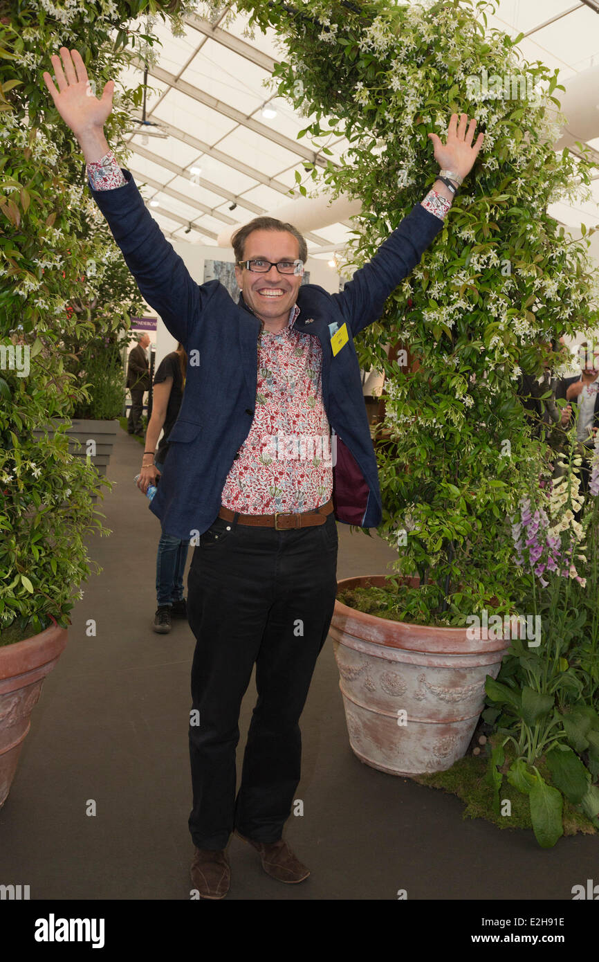 London, UK. 19 June 2014. Pictured: Will Ramsay. A new garden fair 'GROW London' opens in a marquee on Hampstead Heath, London. Conceived by the Affordable Art Fair creator Will Ramsay. Credit:  OnTheRoad/Alamy Live News Stock Photo