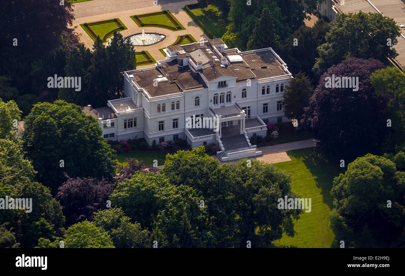 Villa Hammerschmidt, former official residence of the German President, aerial view, former government district, Bonn, Rhineland Stock Photo
