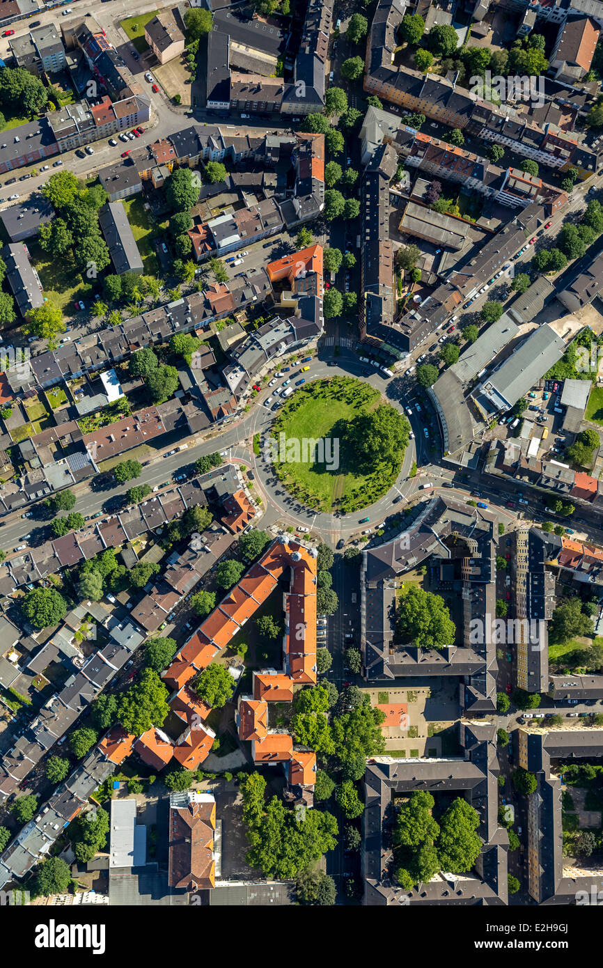 Borsigplatz square, aerial view, Dortmund, Ruhr Area, North Rhine-Westphalia, Germany Stock Photo