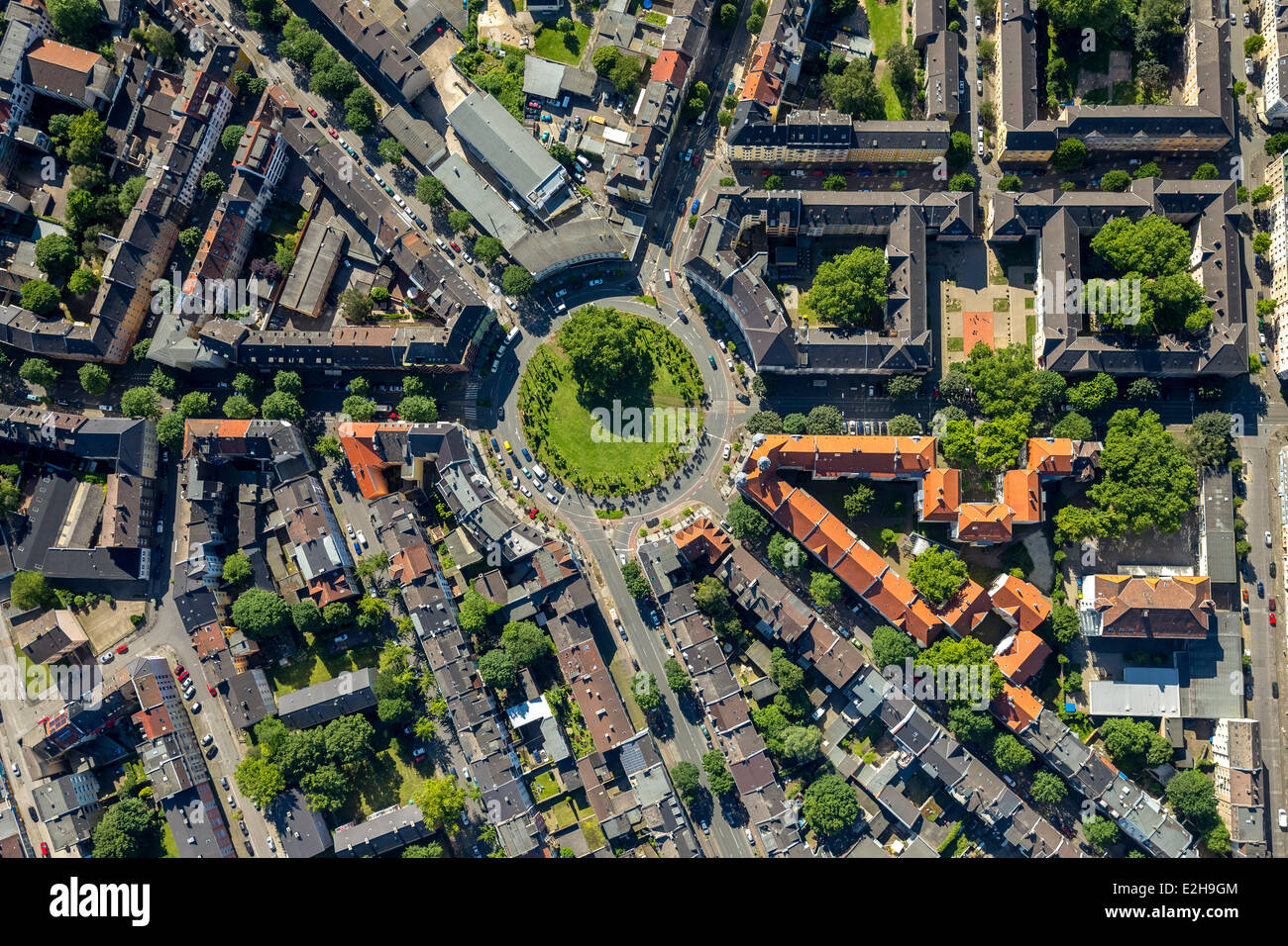 Borsigplatz square, aerial view, Dortmund, Ruhr Area, North Rhine-Westphalia, Germany Stock Photo