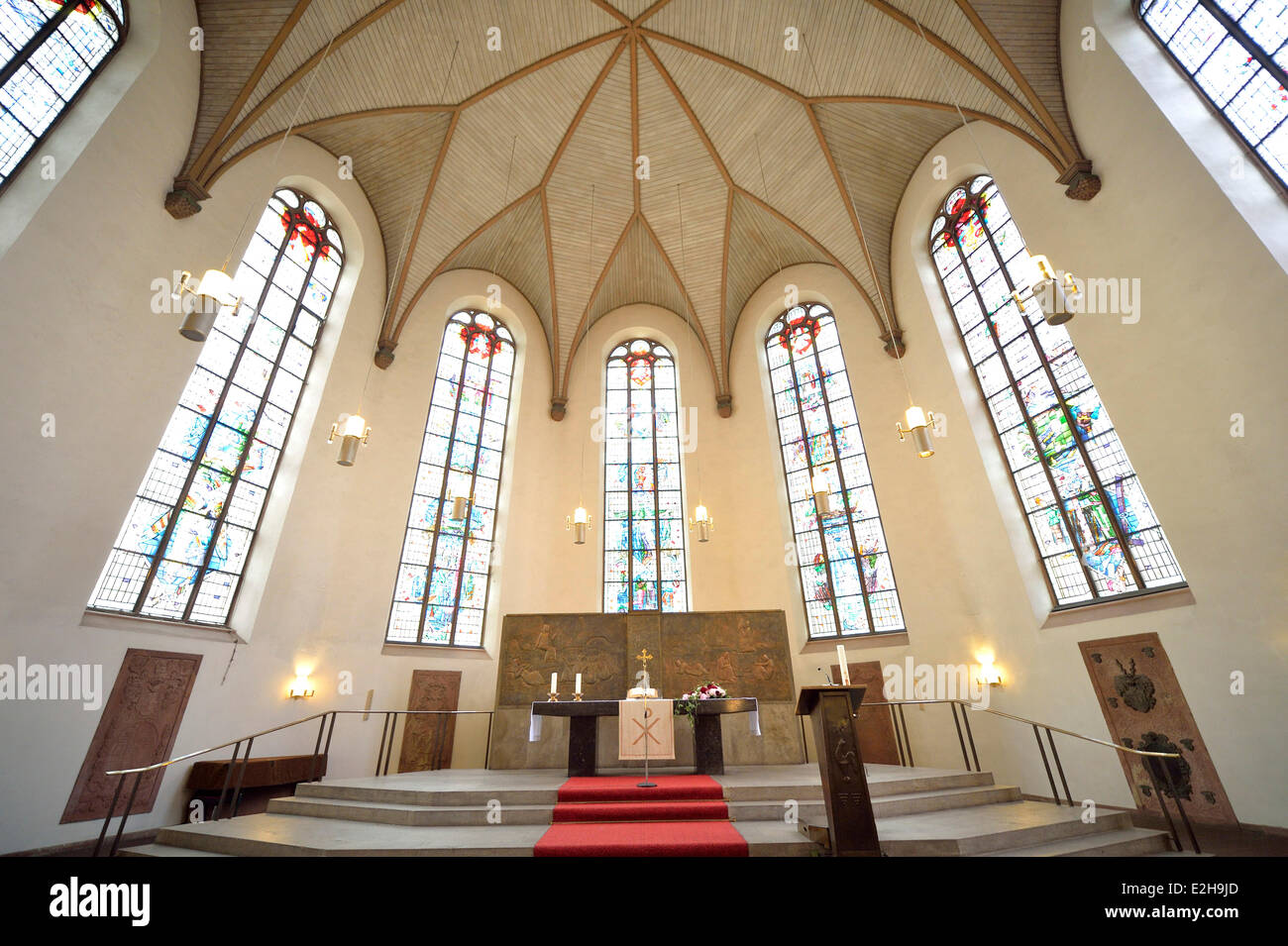Altar and choir, St. Catherine's Church, the largest Lutheran church in Frankfurt am Main, Hesse, Germany Stock Photo