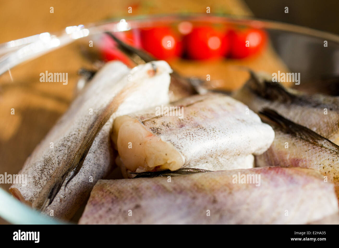 Fresh, raw fish Walleye pollock, Alaska pollock Stock Photo Alamy