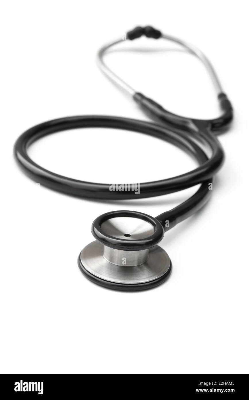black stethoscope on a white background vertical Stock Photo - Alamy
