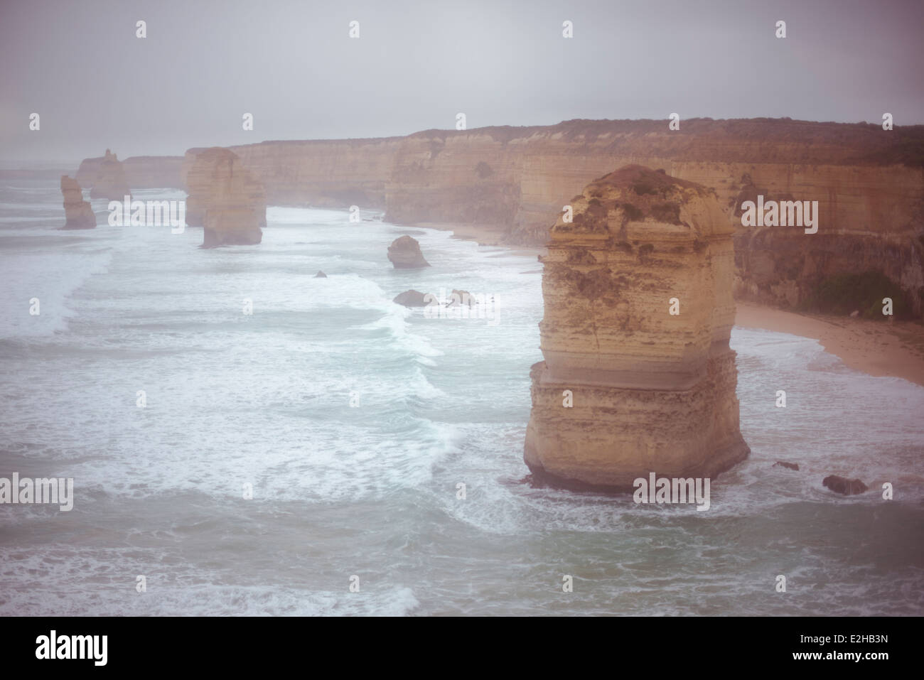 12 Apostles, Great Ocean Road, under the rain Stock Photo